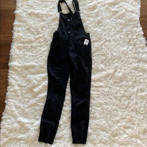 Black denim overalls